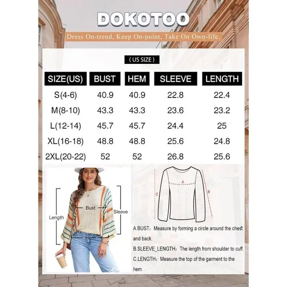 Women's 2024 Fall Casual Block Striped Comfy Cable Knit Trendy Pullover Sweaters
