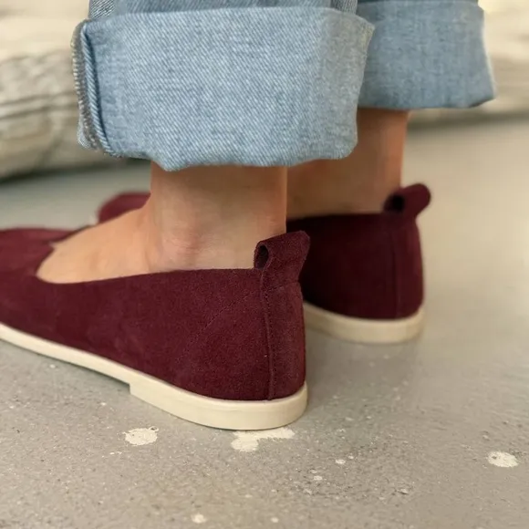 Women's Burgundy Suede Flats