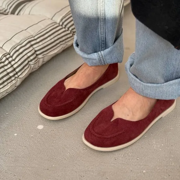 Women's Burgundy Suede Flats