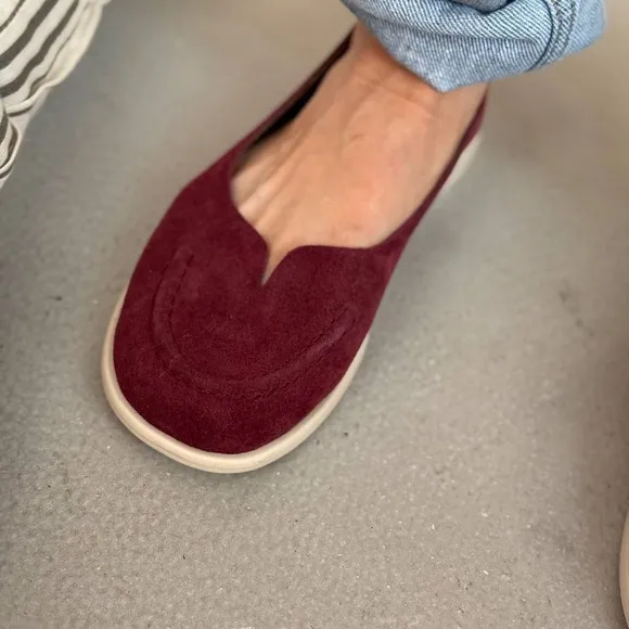 Women's Burgundy Suede Flats
