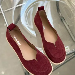 Women's Burgundy Suede Flats