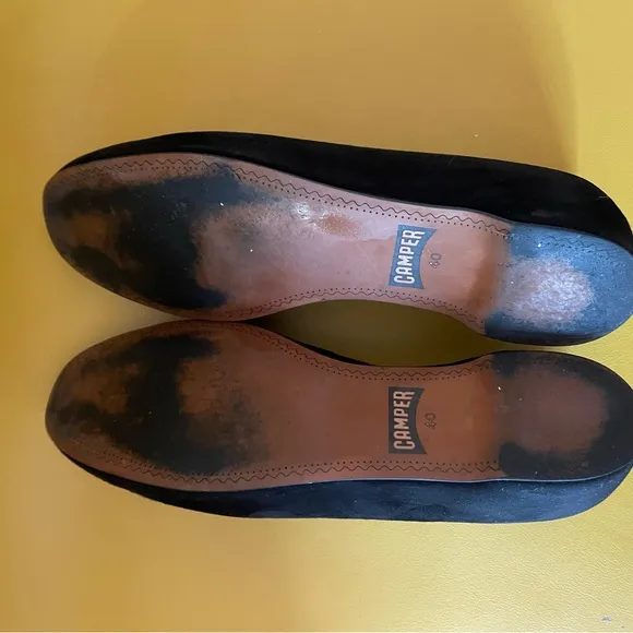 Women’s CAMPER Black Brushed Suede Round Toe Flats Sz EU 40 US 10 EUC