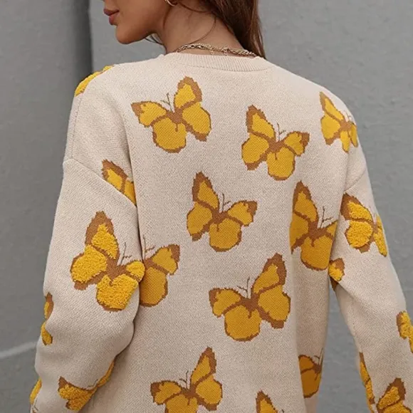 Women’s Casual Leopard Print Knitted Pullover Sweaters Long Sleeve Crew Neck Jum