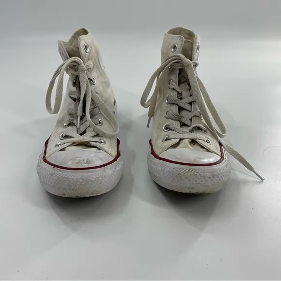 Women’s Converse white canvas high high top sneakers Athletic lace up Unisex 7