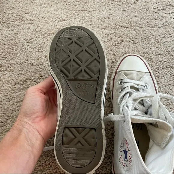 Women’s Converse white canvas high high top sneakers Athletic lace up Unisex 7