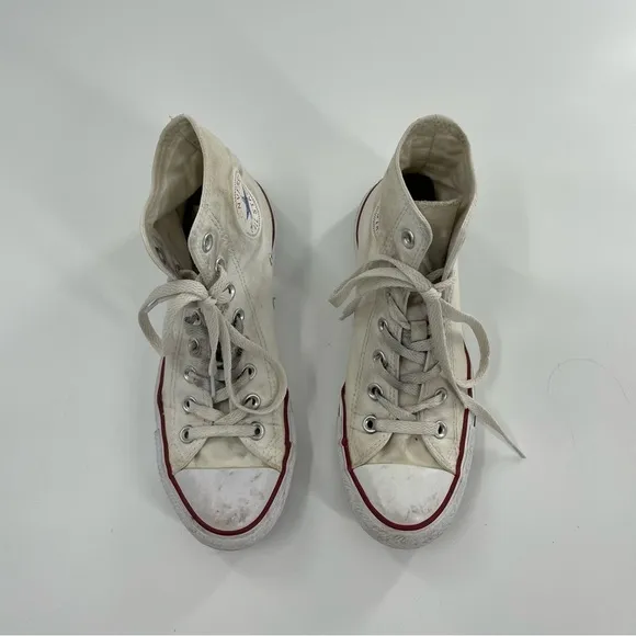 Women’s Converse white canvas high high top sneakers Athletic lace up Unisex 7