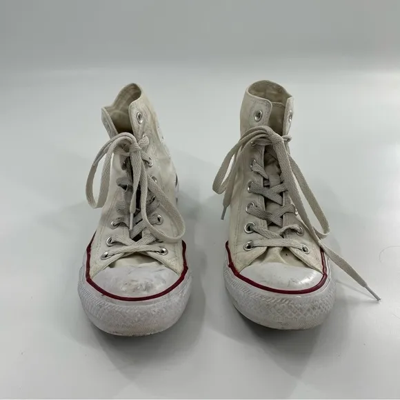 Women’s Converse white canvas high high top sneakers Athletic lace up Unisex 7