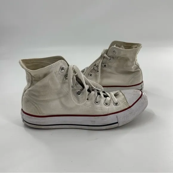 Women’s Converse white canvas high high top sneakers Athletic lace up Unisex 7
