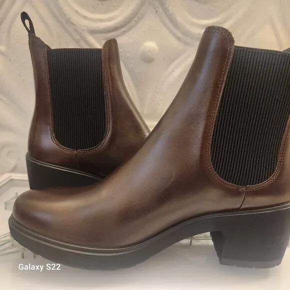 Women's ECCO® Metropole Zurich Leather Chelsea Boots. Brown. NIB. 10-10.5