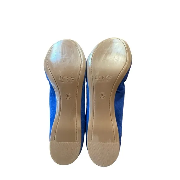 Women’s J Crew Size 8 Blue Cece Genuine Suede Leather Made in Italy Ballet Flats