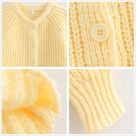Women's Long Sleeve Button Chunky Soft Knit Open Front Outwear Knitwear Coat