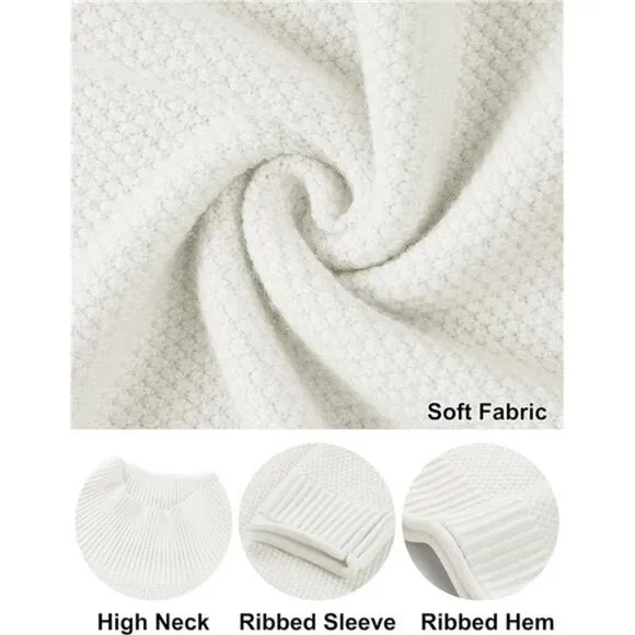 Women's Long Sleeve Turtleneck Cozy Knit Sweater Loose Pullover Jumper Tops