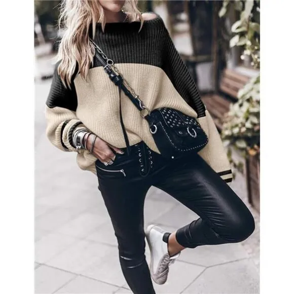 Womens Oversized Sweaters Loose Solid Casual Long Sleeve Mock Neck