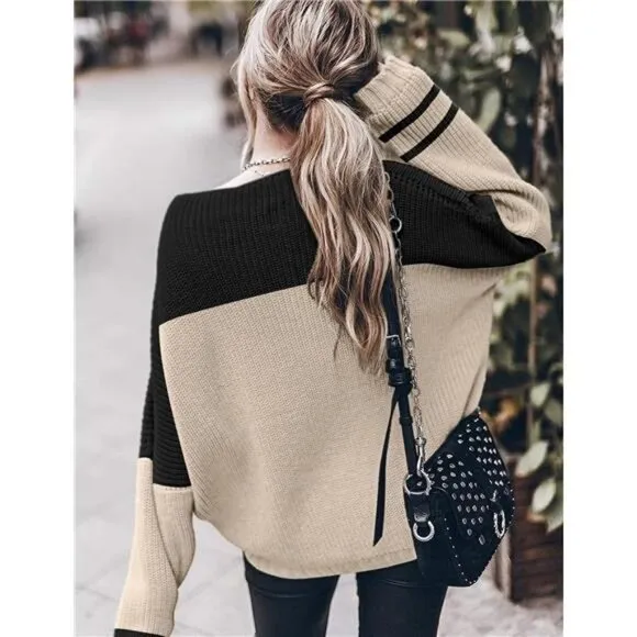 Womens Oversized Sweaters Loose Solid Casual Long Sleeve Mock Neck