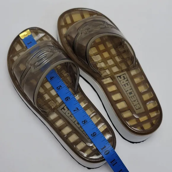 Women’s Skechers Y2K Chunky Platform Clear Brown Jelly Slides Sandals Size 10