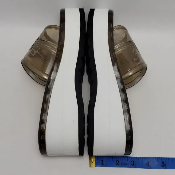 Women’s Skechers Y2K Chunky Platform Clear Brown Jelly Slides Sandals Size 10