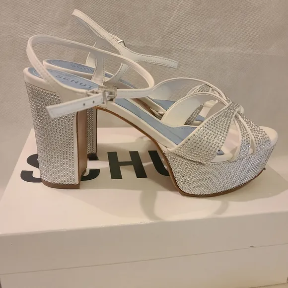 Women's White Keefa Crystal Satin &amp; Leather Sandal