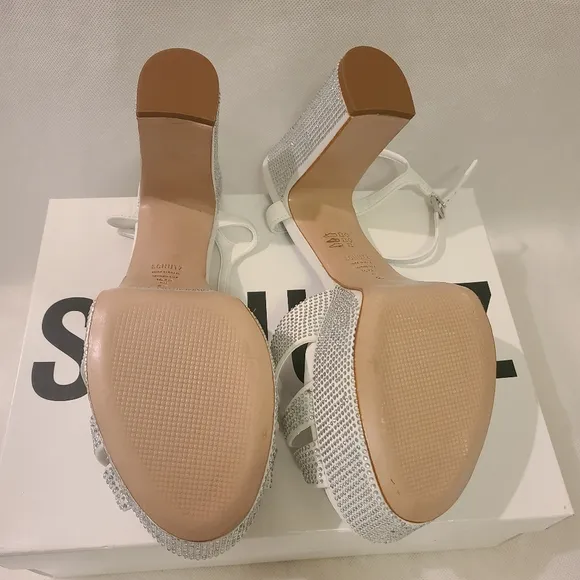 Women's White Keefa Crystal Satin &amp; Leather Sandal