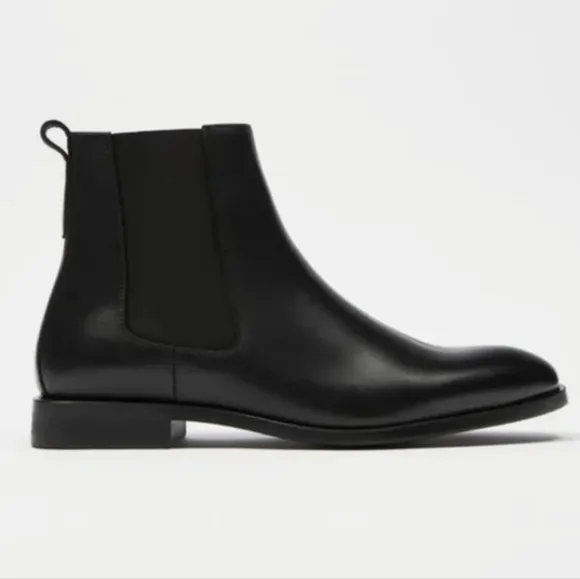Womens Zara Leather Ankle Boots Size 39 Soft Smooth Leather Chelsea Boots