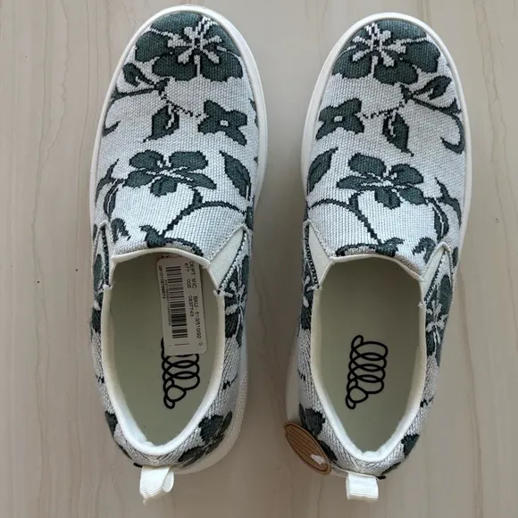Woolloomooloo Byron Floral Wool Slip-On Sneakers Hoffman Collab in Indah Ecru