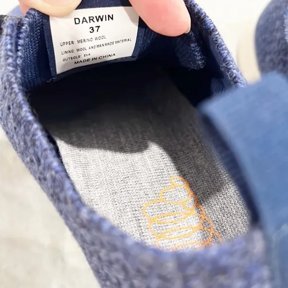 Woolloomooloo Sneakers Darwin Australian Merino Wool Blue Lace Up Knit Shoes 37