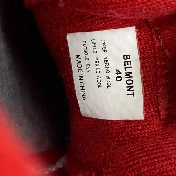 Woolloomooloo Sneakers Tennis Shoes Belmont Merino Wool Red Fits sizes 9.5-10