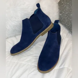 Wrn 1X 💰 PARRAZO Italian made blue Chelsea suede men’s Boots size 11