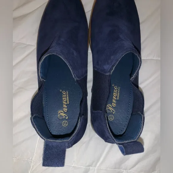 Wrn 1X 💰 PARRAZO Italian made blue Chelsea suede men’s Boots size 11