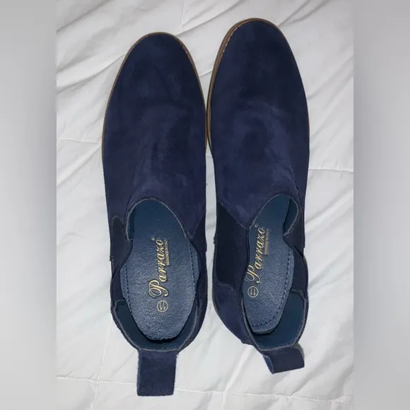 Wrn 1X 💰 PARRAZO Italian made blue Chelsea suede men’s Boots size 11