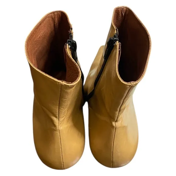 Y2K Blay Side Zip Ankle Leather Boots Beige US Size 9 N Pointed Booties Spain
