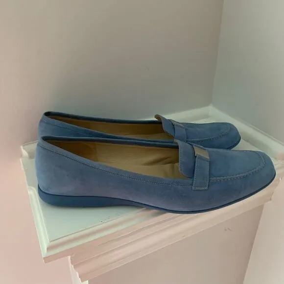 Y2K Boutique Salvatore Ferragamo Blue Suede Loafers