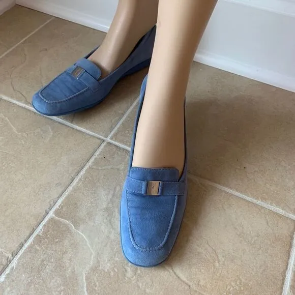 Y2K Boutique Salvatore Ferragamo Blue Suede Loafers