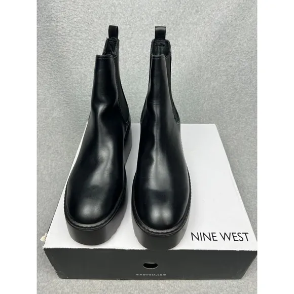 Y2K Nine West Chunky Sole Toe Pull On Chelsea Ankle Boots 10 90s Goth Baddie