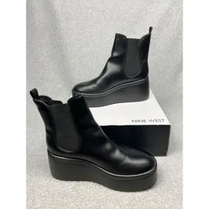 Y2K Nine West Chunky Sole Toe Pull On Chelsea Ankle Boots 10 90s Goth Baddie
