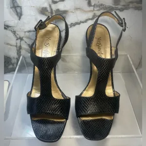 YSL snakeakin sandals and black leather sz 9M made in italy