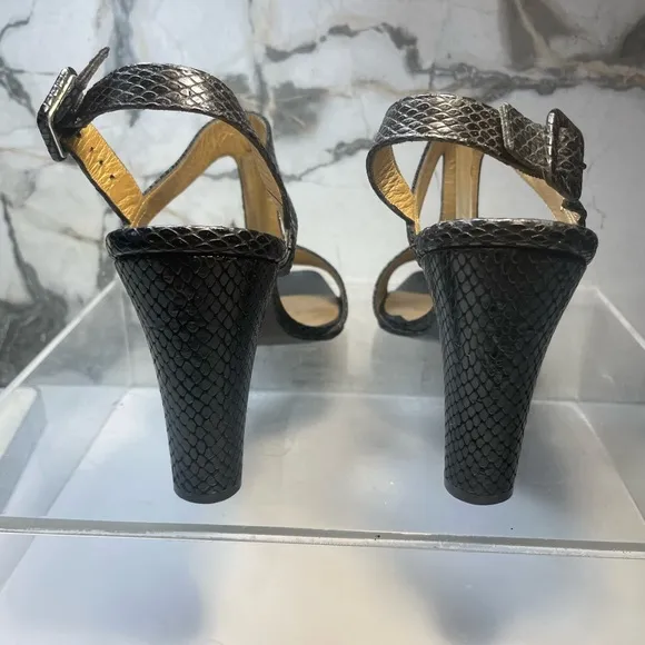 YSL snakeakin sandals and black leather sz 9M made in italy