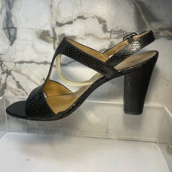 YSL snakeakin sandals and black leather sz 9M made in italy