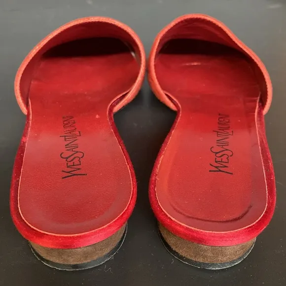 Yves Saint Laurent RARE Vtg Leather Red Suede Slides Made In Italy Size 36 (5.5)
