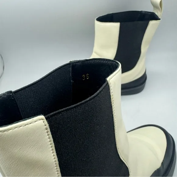 Zaniah two-tone leather Chelsea ankle boots Size EU 36 white and black
