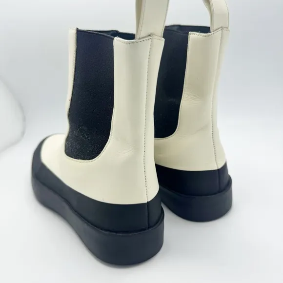 Zaniah two-tone leather Chelsea ankle boots Size EU 36 white and black