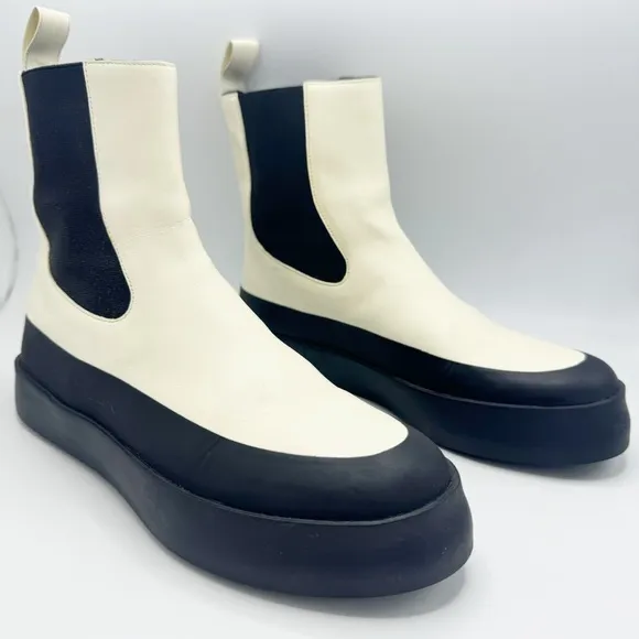 Zaniah two-tone leather Chelsea ankle boots Size EU 36 white and black