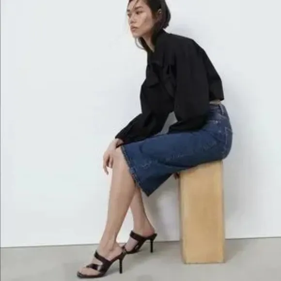 ZARA Asymmetric Leather Heeled Sandals