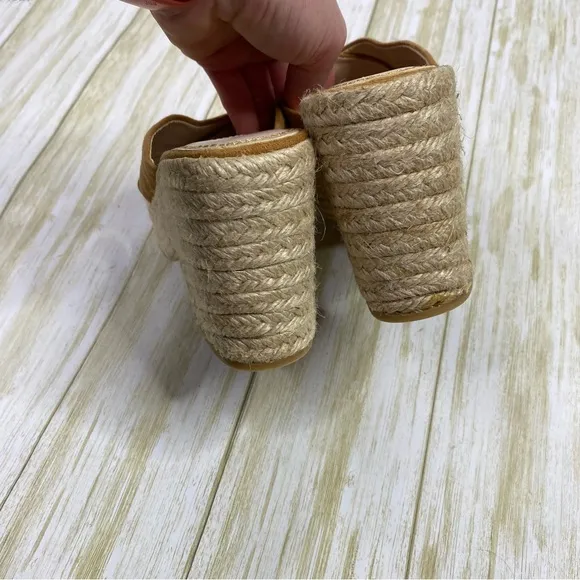 Zara Basic Tan Suede Espadrille Chunky Heeled Sandals
