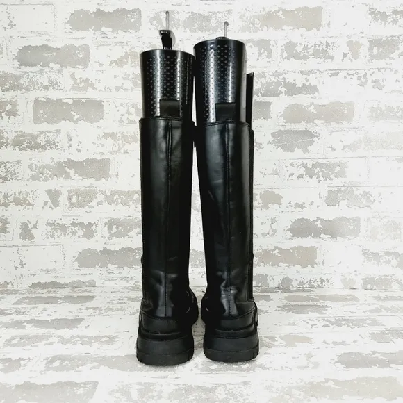 Zara Black Side Zip Chunky Round Toe Mid Shaft Chelsea Boots W150