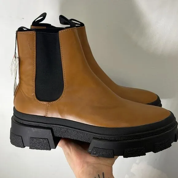 ZARA Brown and Black Pull On Chelsea Style Boots Size 41 / 10 NWT