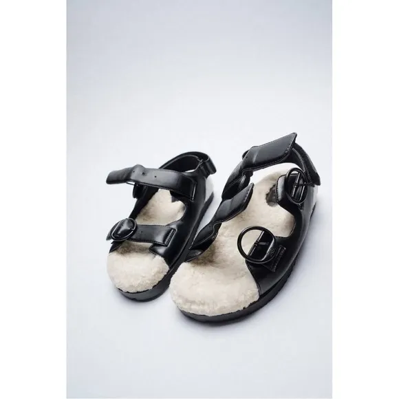 ZARA FAUX FUR SANDALS