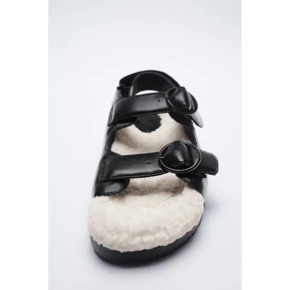 ZARA FAUX FUR SANDALS