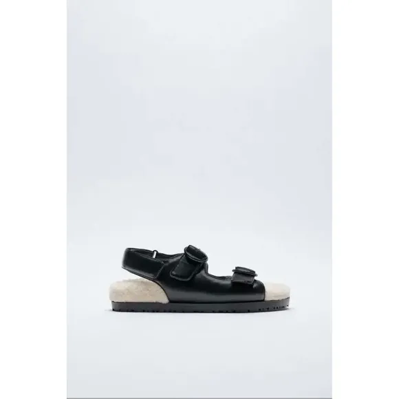 ZARA FAUX FUR SANDALS