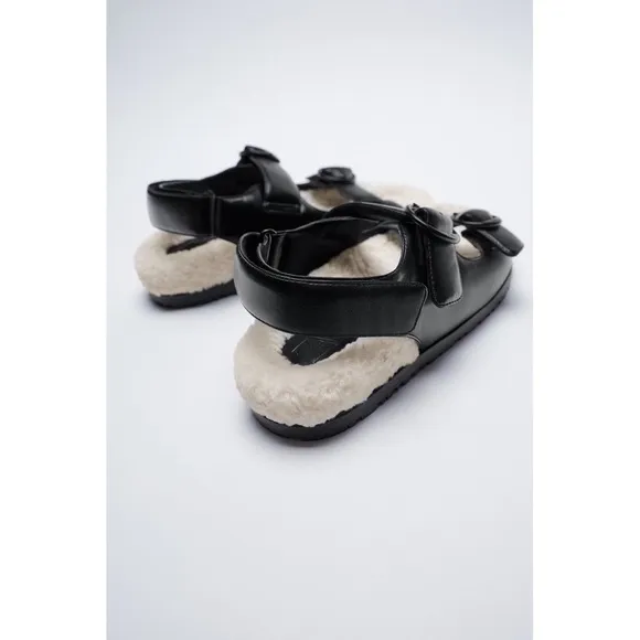 ZARA FAUX FUR SANDALS