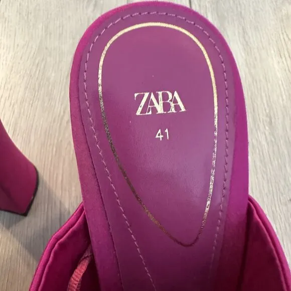 Zara Fuchsia Pink Open Toe Chunky High Heeled Platform Sandals Women's 41